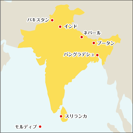 南アジア地域の地図