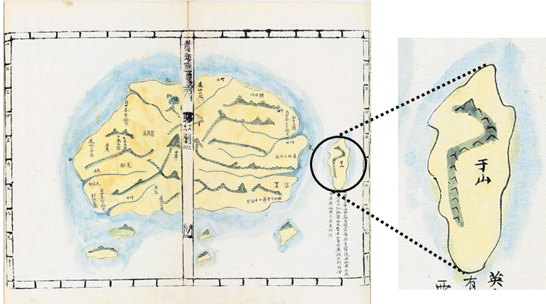「靑邱圖」(1834年)の「鬱陵島図」(天理大学附属天理図書館蔵) 転載厳禁