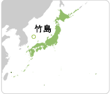 竹島の位置(日本全図における竹島の位置を示している）