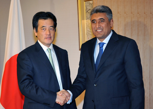 Meeting between Mr. Katsuya Okada, Minister for Foreign Affairs of Japan, and Mr. Mohammad Asif Rahimi, Minister of Agriculture, Irrigation and Livestock of the Islamic Republic of Afghanistan(Photo)