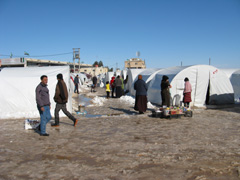 A tent village within Syria, where displaced<br>persons are enduring a severe winter