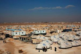 A huge refugee camp in Zaatari, Jordan,<br>where many refugees are calling for assistance.