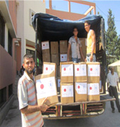 Relief supplies from Japan have arrived<br>at a refugee camp in Akkar, Lebanon.