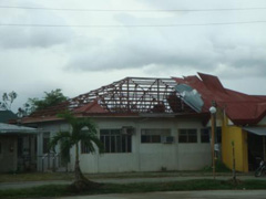 A damaged building