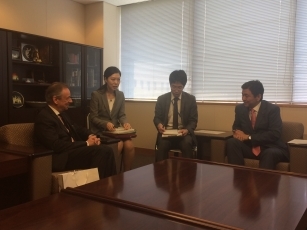 Courtesy Call on State Minister for Foreign Affairs Nobuo Kishi by Mr. Philippe Couvreur, Registrar of International Court of Justice (ICJ)