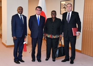 Courtesy call on Foreign Minister Taro Kono by the Permanent Representatives of Republic of Paraguay and Barbados, and the  Chargé d’Affaires ad interim of Republic of Haiti to the United Nations 1