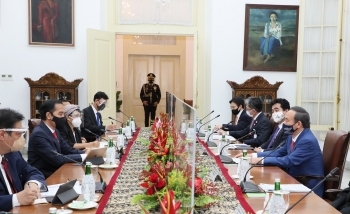 Prime Minister Suga and President Joko in the summit meeting