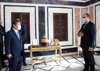 Courtesy Call on Head of Government MECHICHI of the Republic of Tunisia by Foreign Minister MOTEGI