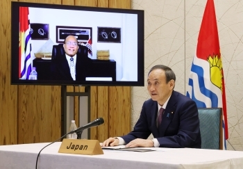 Mr. SUGA Yoshihide, Prime Minister of Japan who held a Japan-Kiribati leaders video teleconference meeting with H.E Mr. Taneti MAAMAU, President of the Republic of Kiribati