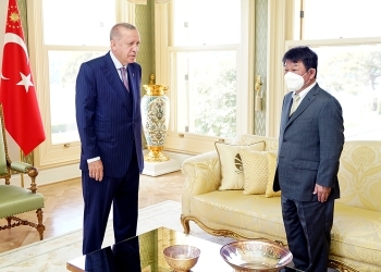 Courtesy Call on the President Erdogan of the Republic of Turkey by Foreign Minister MOTEGI