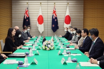Photo of Japan-New Zealand Summit Meeting.