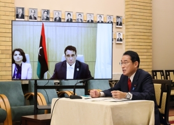 (Photo) Japan-Libya Summit Video Conference Meeting