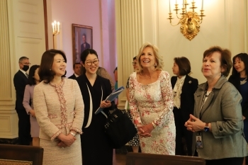Mrs. Kishida who is given a tour of the White House by First Lady Dr. Biden