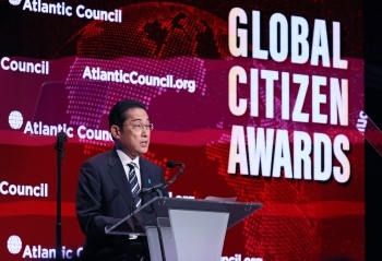 Prime Minister Kishida makes a speech at the Atlantic Council’s