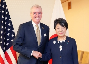 FM KAMIKAWA Shakes Hands on Hon. Phil Murphy, Governor of the State of New Jersey