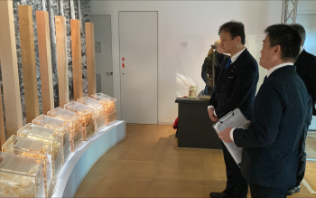 State Minister Horii briefed by Mr. SUZUKI on the activities of the Institute