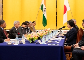 Under meeting, Ms. KAMIKAWA, Minister for Foreign Affairs of Japan and Dr. Subrahmanyam Jaishankar, Minister of External Affairs of India