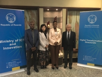 Prof. Matsumoto and Dr Kotani meet with H.E. Ms. Ingabire, Minister of ICT and Innovation, Rwanda