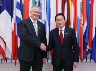 Courtesy call on Prime Minister KISHIDA by Mr. Mathias Cormann, Secretary-General of the OECD at the OECD Headquarters (May 2024)