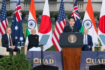 Prime Minister Kishida giving a speech at an event on the sidelines of the QUAD Leaders’ Meeting