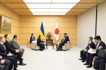 Mr. Hayashi, Chief Cabinet Secretary is meeting with Ms. Svyrydenko, First Deputy Prime Minister - Minister of Economy of Ukraine