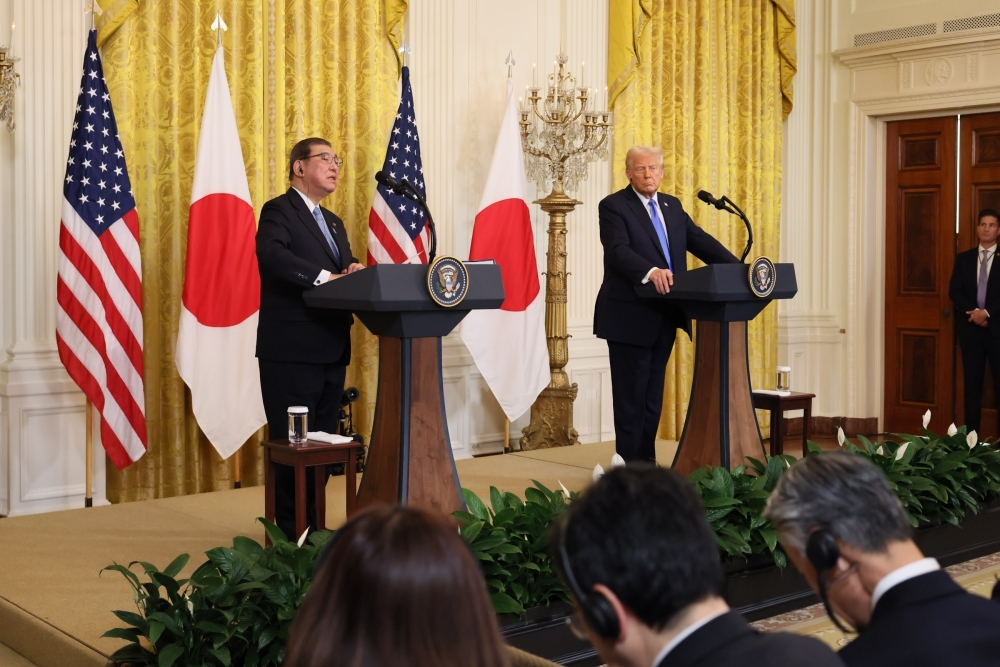 Prime Minister Ishiba during the joint press conference with President Trump