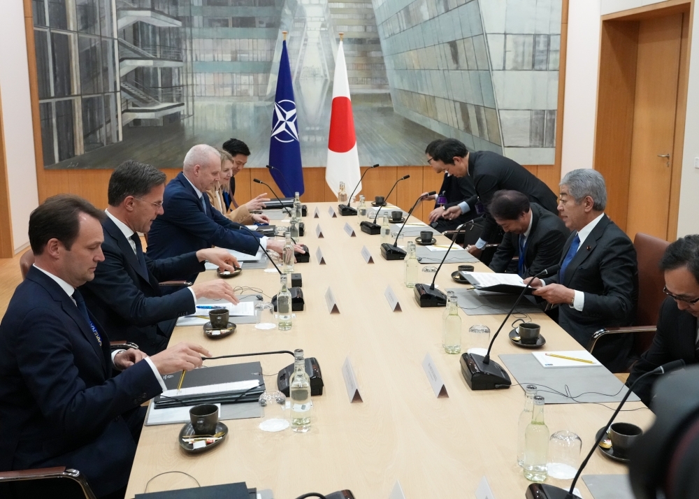 Foreign Minister Iwaya holding a meeting with Secretary General Rutte
