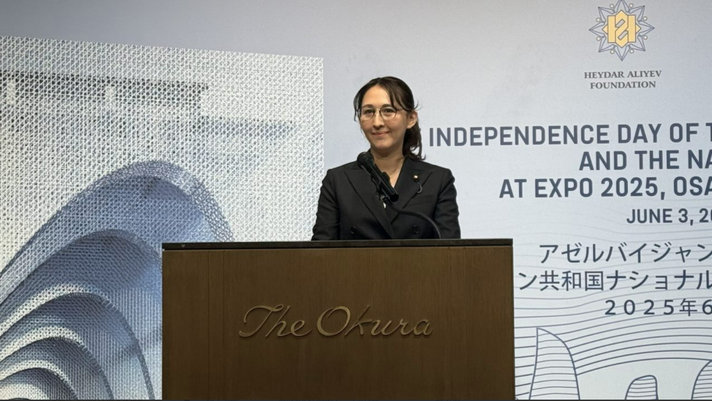 Parliamentary Vice-Minister delivering her remarks on behalf of the Japanese government