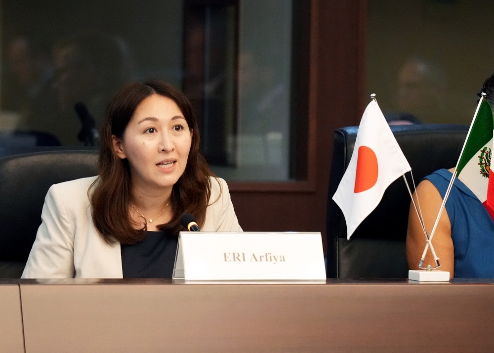 Parliamentary Vice-Minister for Foreign Affairs ERI Arfiya speaking at the event