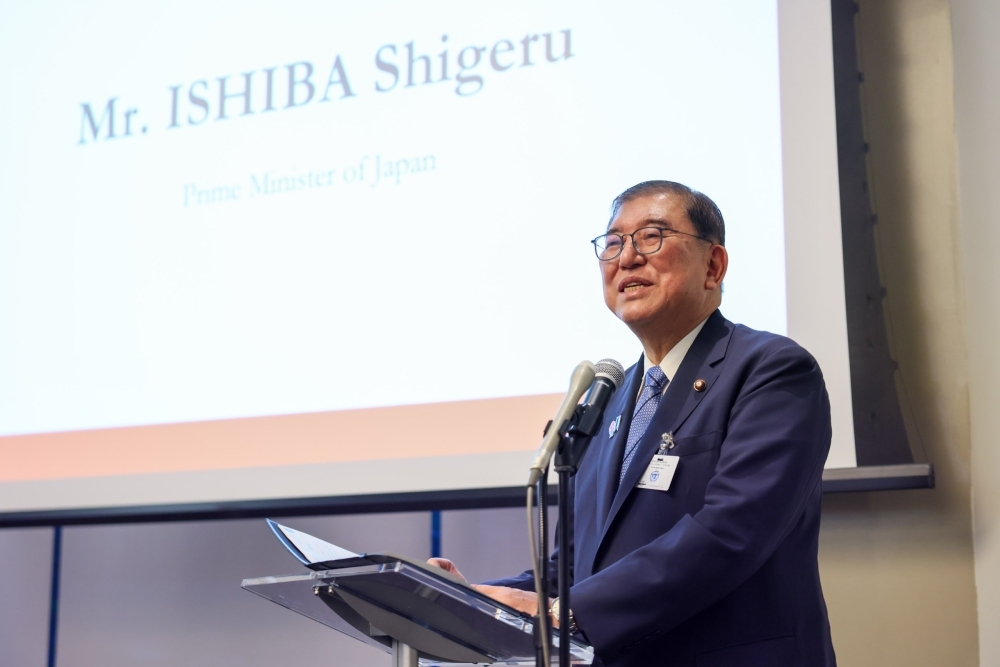 Prime Minister ISHIBA gives a address at the Japanese Food Promotion Event