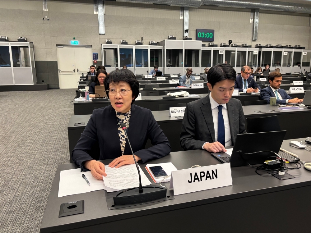 Ambassador Tomiko Ichikawa, Permanent Representative of Japan to the Conference on Disarmament, participates in the discussion