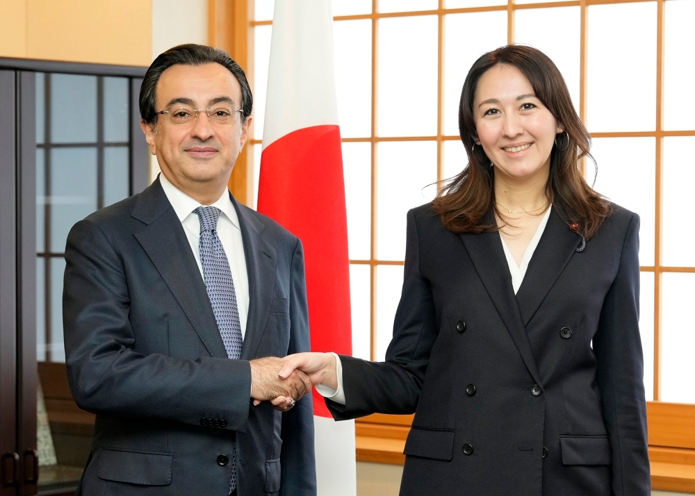 Parliamentary Vice-Minister Eri shaking hands with Ambassador Ismayilzada