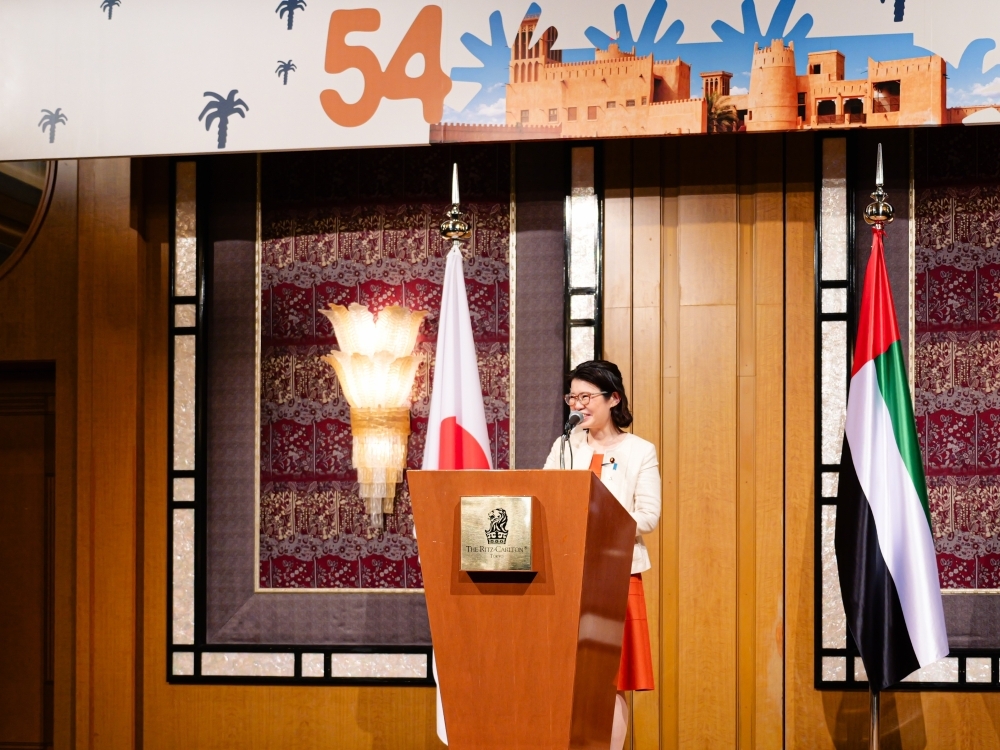 State Minister KUNIMITSU greeting at the National Day Reception of UAE