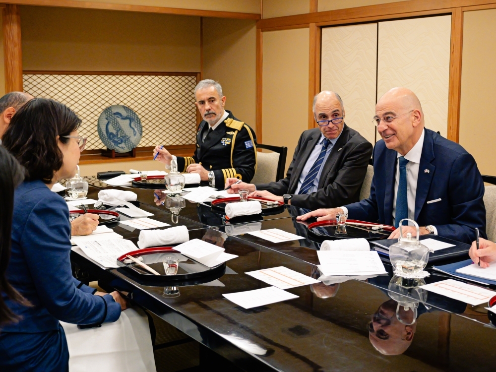 Minister of National Defense of the Hellenic Republic during a working lunch with State Minister for Foreign Affairs Kunimitsu