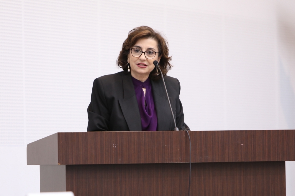 Executive Director Bahous making a speech at the Forum