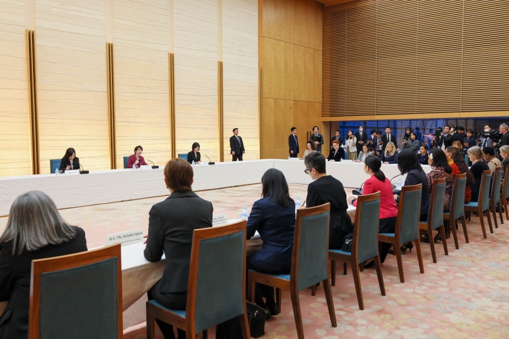 One scene of the Prime Minister TAKAICHI's meeting with 24 female ambassadors, Ambassadors-Designate and chargées d'affaires ad interim stationed in Japan