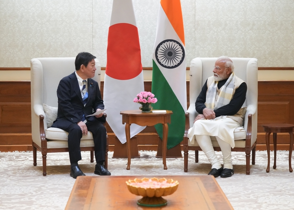 Minister MOTEGI having a meeting with H.E. Mr. Narendra Modi, Prime Minister of India
