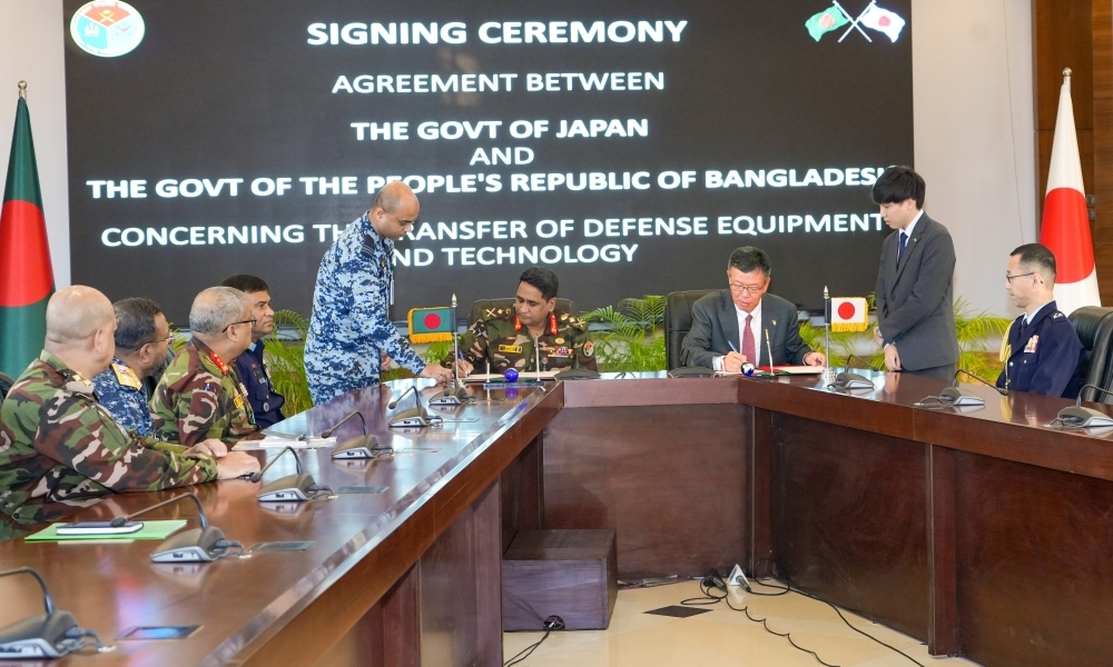 Signing ceremony for the Japan-Bangladesh Agreement on Defense Equipment and Technology Transfer