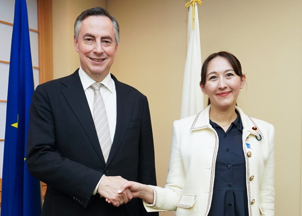 Parliamentary Vice-Minister ERI shaking hands with Mr. McAllister