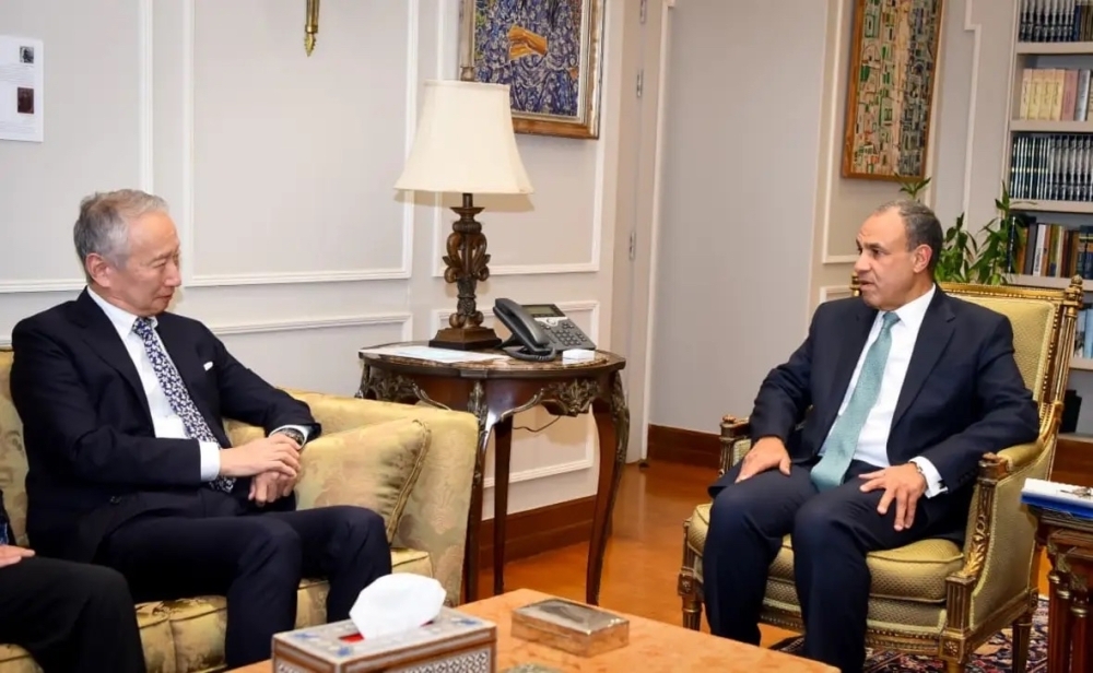 Ambassador OKUBO talking with Minister Abdelatty