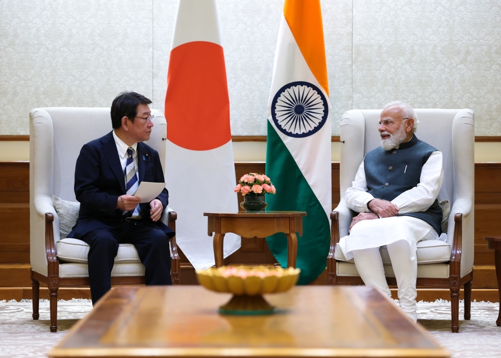 Minister MOTEGI having a meeting with H.E. Mr. Narendra Modi, Prime Minister of India