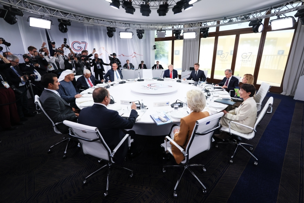 Scene of the G7 leaders' working lunch
