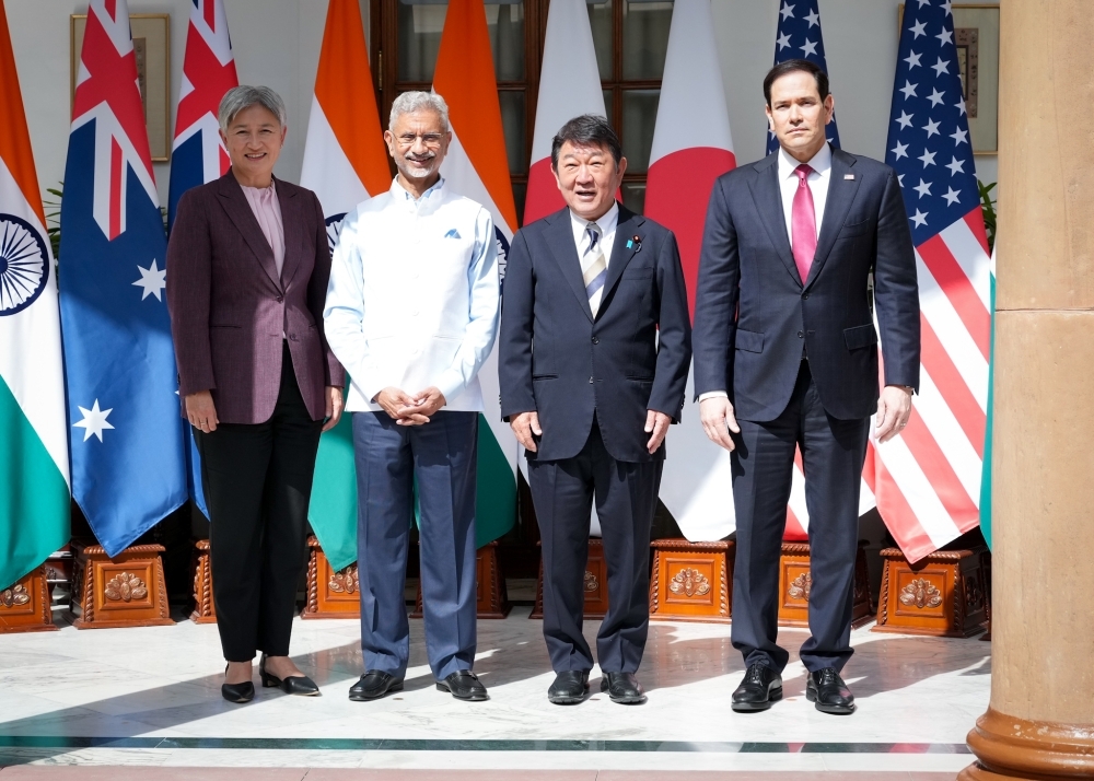 Group photo of the foreign ministers of Japan-Australia-India-U.S. (Quad) 