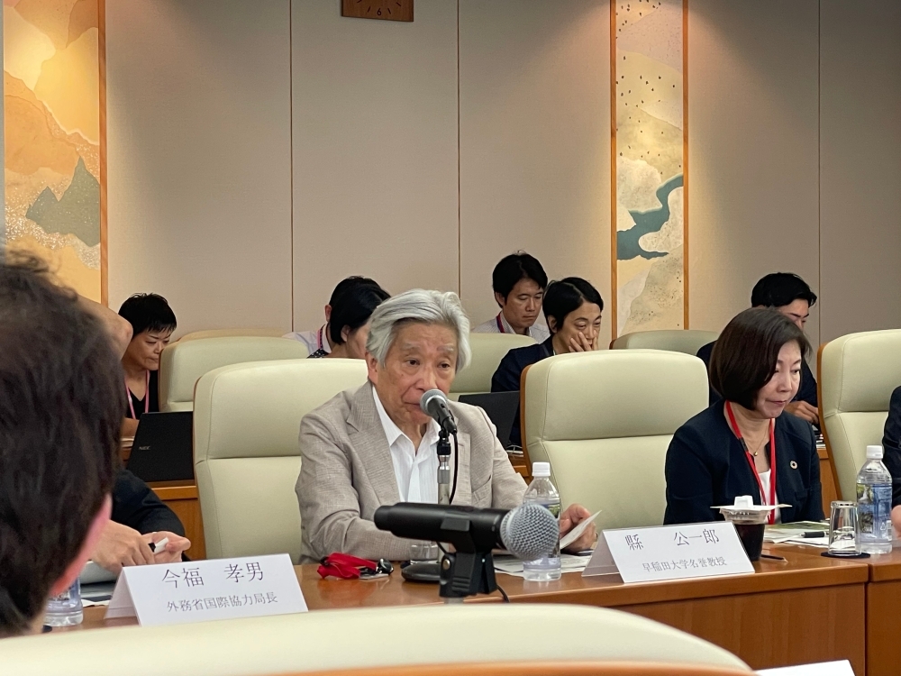 Professor Koichiro Agata of Waseda University, who chairs the panel, speaking at the meeting