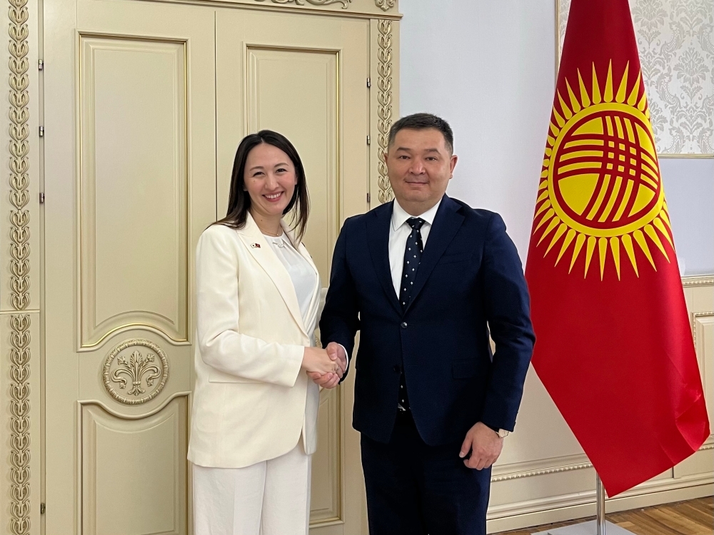 Parliamentary Vice-Minister ERI shaking hands with Deputy Chairman Sydykov