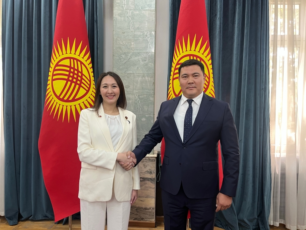 Parliamentary Vice-Minister ERI shaking hands with Minister Toktobaev