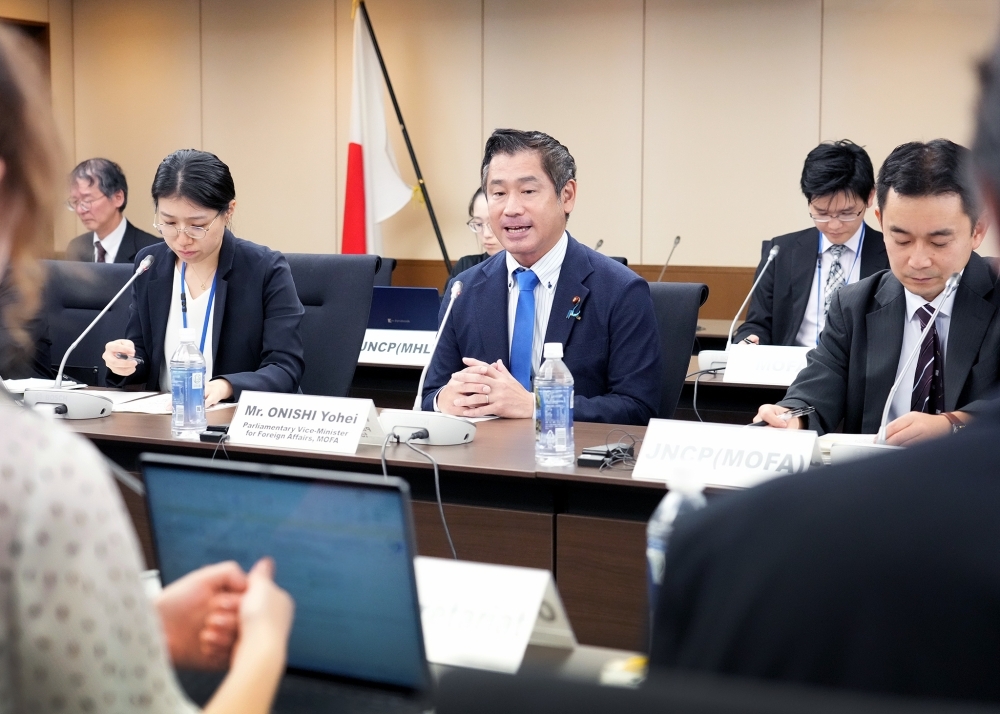Parliamentary Vice-Minister Onishi attending the opening session