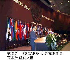 第57回ESCAP総会で演説する荒木外務副大臣