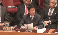 （写真）安保理議場において、日本政府を代表して、中東問題についてステートメントを行いました