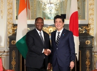 (写真2)安倍総理大臣とウワタラ・コートジボワール共和国大統領との会談